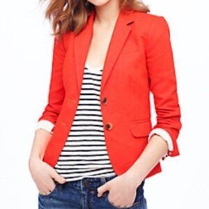 J.CREW 100% Linen Red Orange Schoolboy Blazer Sz 6 Excellent Condition Workwear
